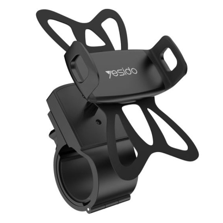 Suport telefon pentru bicicleta sau motocicleta, rotatie 360°, ajustabil intre 56-91mm cu prindere din silicon, Negru, KOF-BBL4689