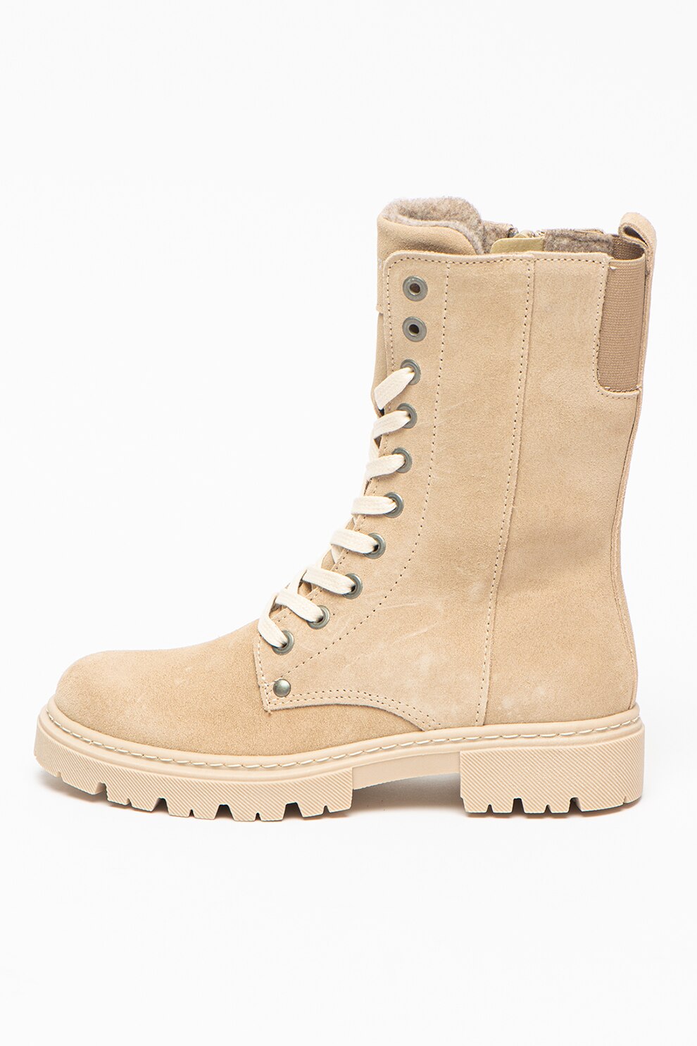 Bullboxer, Ghete mid-calf din piele intoarsa cu detalii logo, Maro nisip