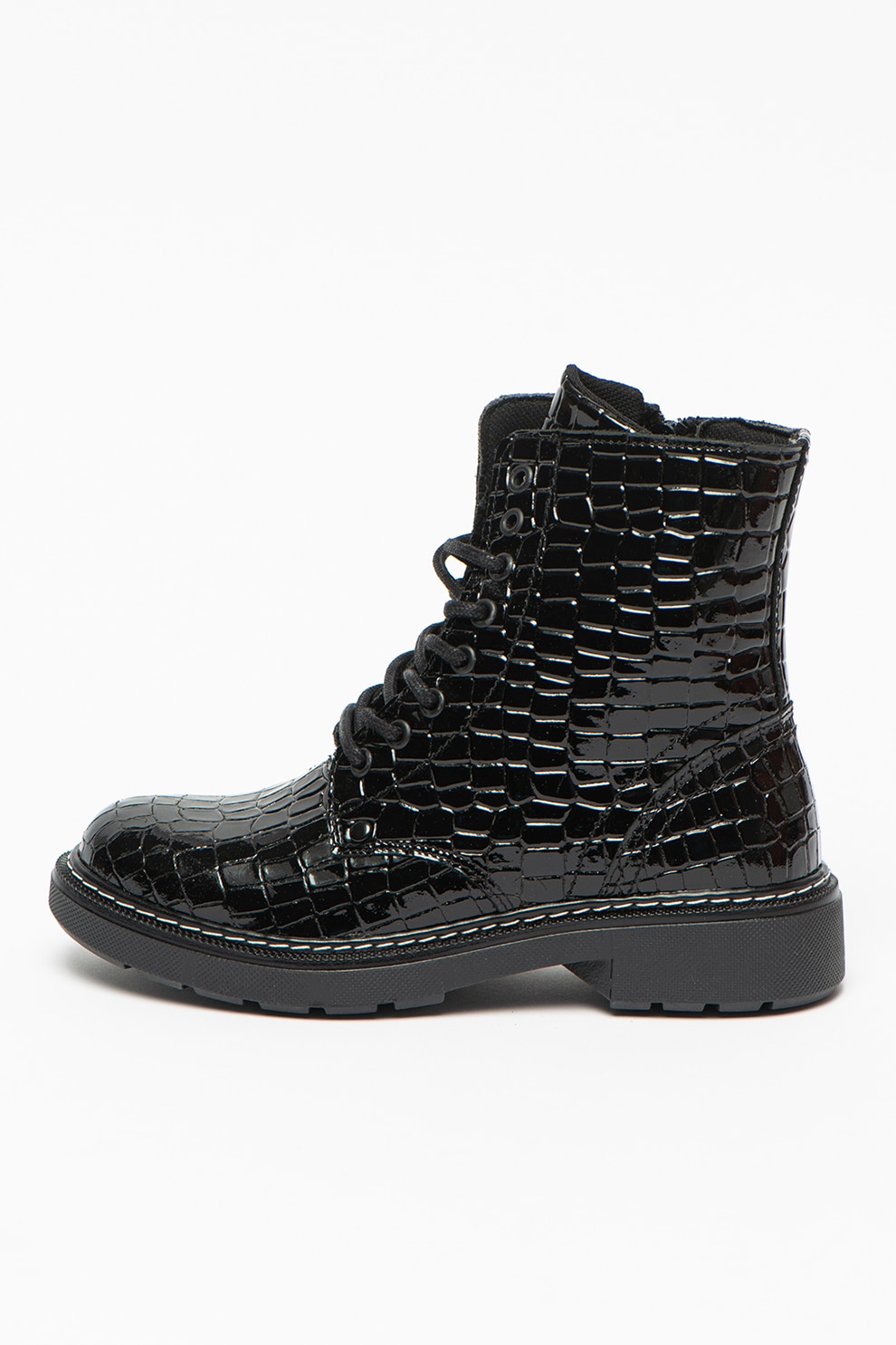 Bullboxer, Ghete din piele lacuita cu aspect de piele de crocodil, Negru