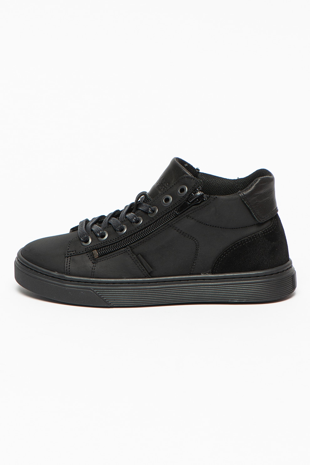 Bullboxer, Pantofi sport din piele cu fermoar, Negru