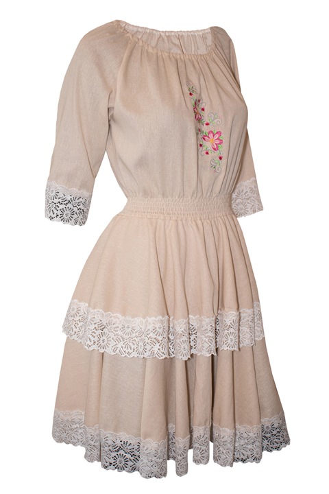 Bézs hímzett ruha, Világosbézs