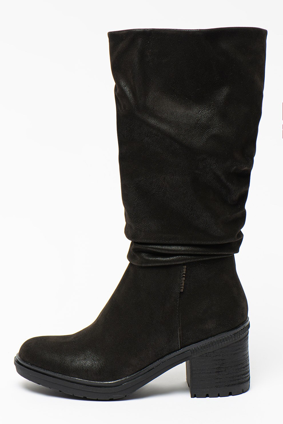 Bullboxer, Cizme medii de piele ecologica cu toc masiv, Negru