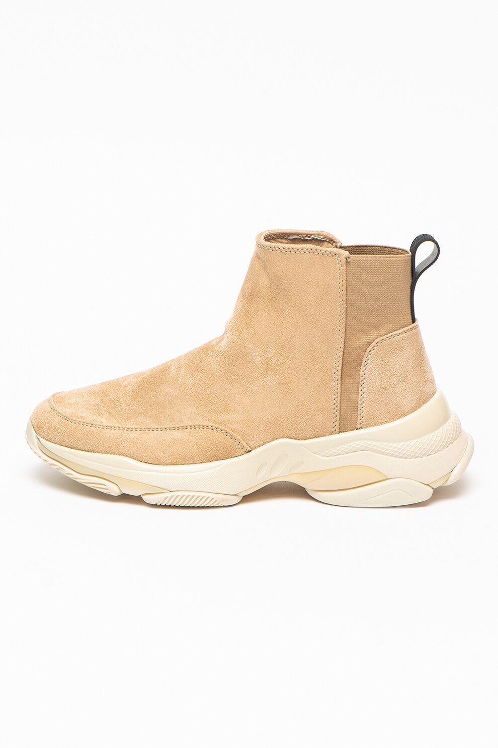 Bullboxer, Pantofi sport mid-high slip-on de piele intoarsa ecologica, Maro nisip