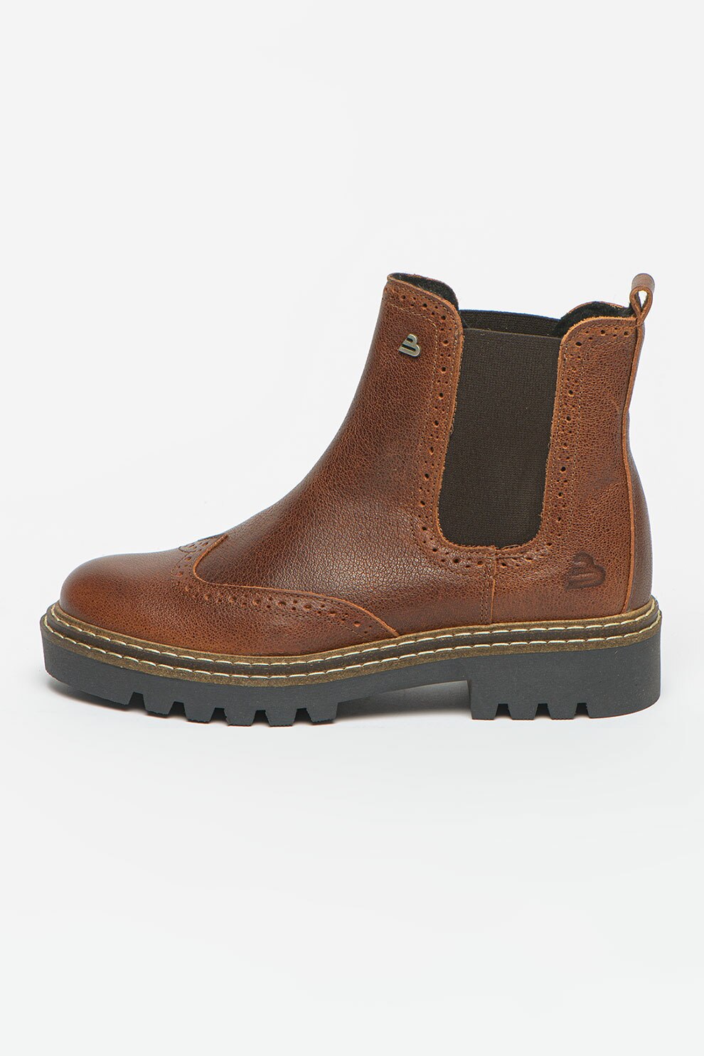 Bullboxer, Ghete Chelsea din piele cu model brogue, Coniac