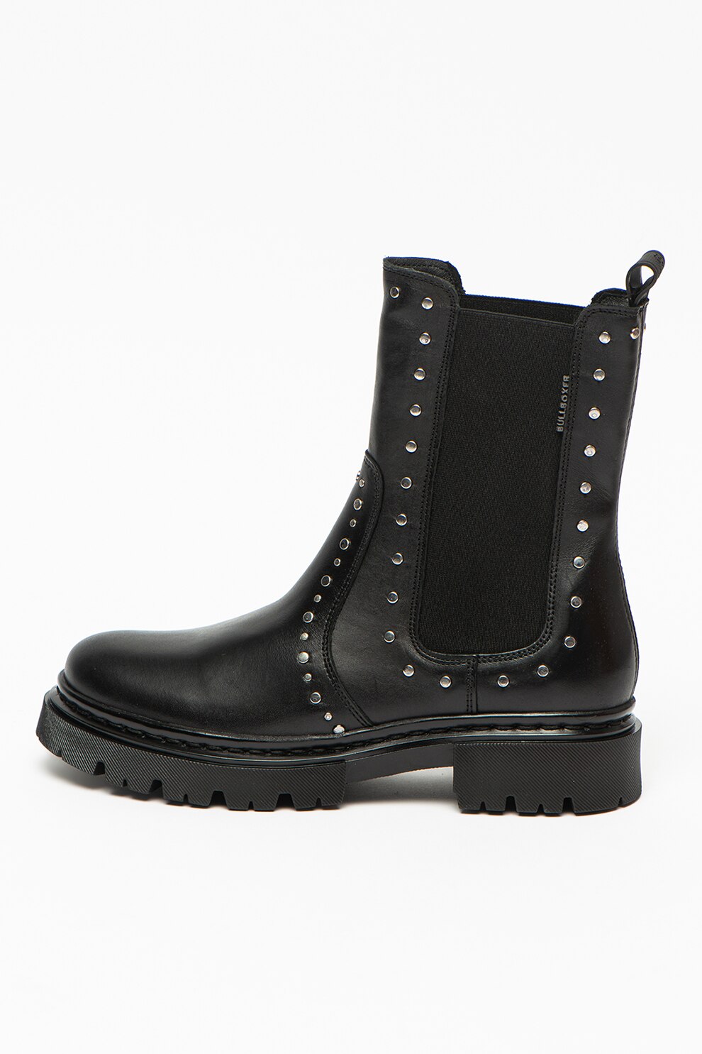 Bullboxer, Ghete Chelsea mid-calf de piele cu aplicatii de nituri, Negru