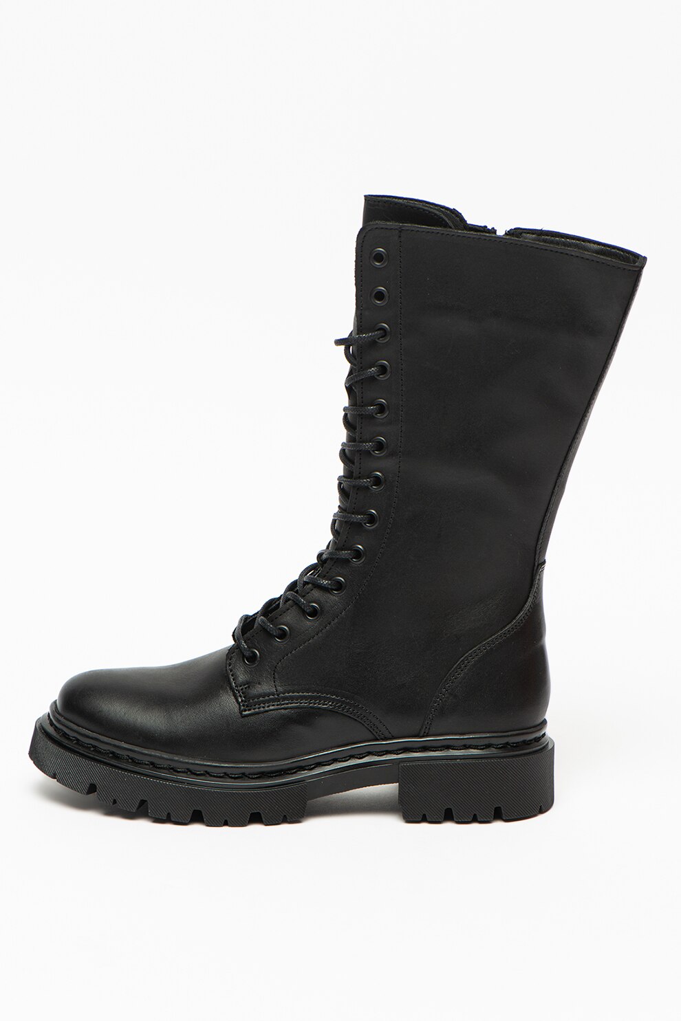 Bullboxer, Cizme mid-calf de piele cu toc masiv, Negru