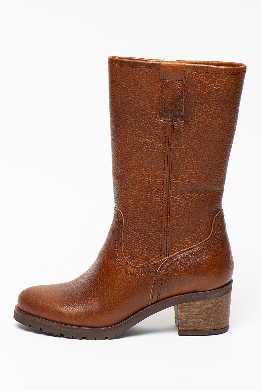 Bullboxer, Cizme medii de piele cu toc masiv, Maro