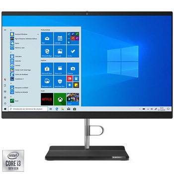 Sistem All-in-One Lenovo V50a-20IMB cu procesor Intel® Core™ i3-10100T pana la 3.80 GHz, Comet Lake, 21.5 Sistem All-in-One Lenovo V50a-20IMB cu procesor Intel® Core™ i3-10100T pana la 3.80 GHz, Comet Lake, 21.5
