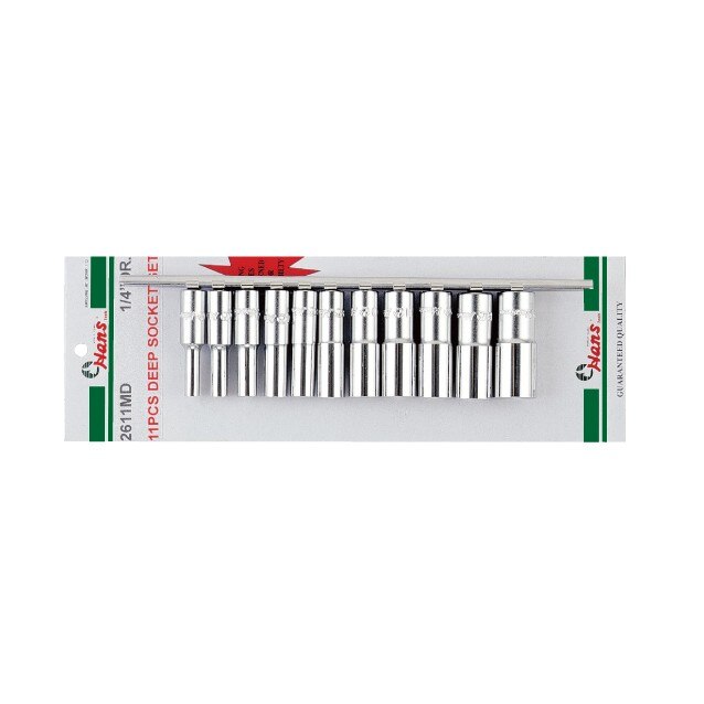 Set 11 capete chei tubulare adanci 1/4'' 6pct, Hans 4-14mm