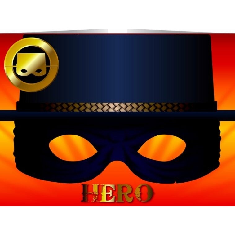 Felicitare cu masca-Erou/Zorro