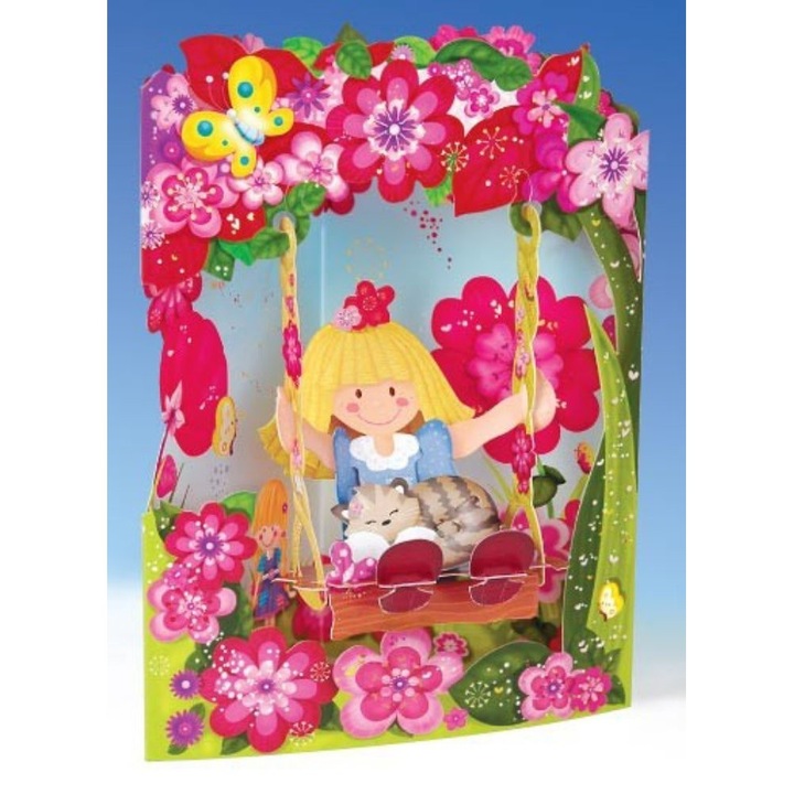 Felicitare 3D Swing Cards dinamica model-Papusa din carpa