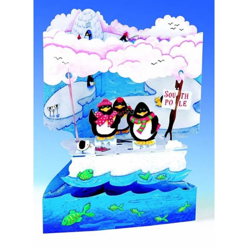 Felicitare 3D Swing Cards dinamica model-Pinguini