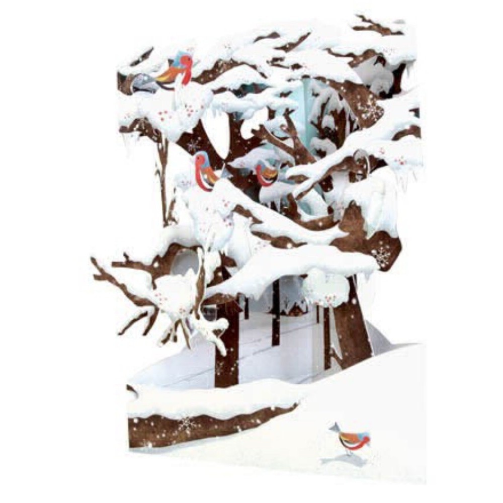 Felicitare 3D Swing Cards dinamica model-Iarna in padure