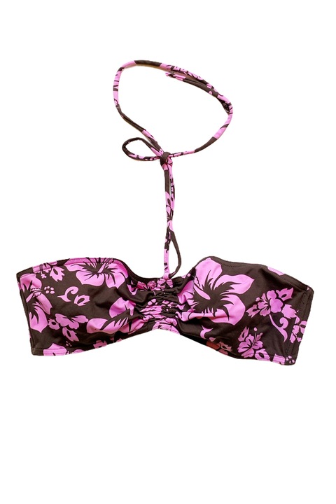 Дамски бански JUP DSW-21-89 b5782, Горна част, Без подплънки, Флорална шарка, Кафяв/Розов, Размер S/M