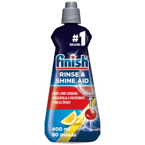 Finish Rinse & Shine Aid öblítőszer gépi mosogatáshoz, Citrom illat, 80 mosogatáshoz, 400ml