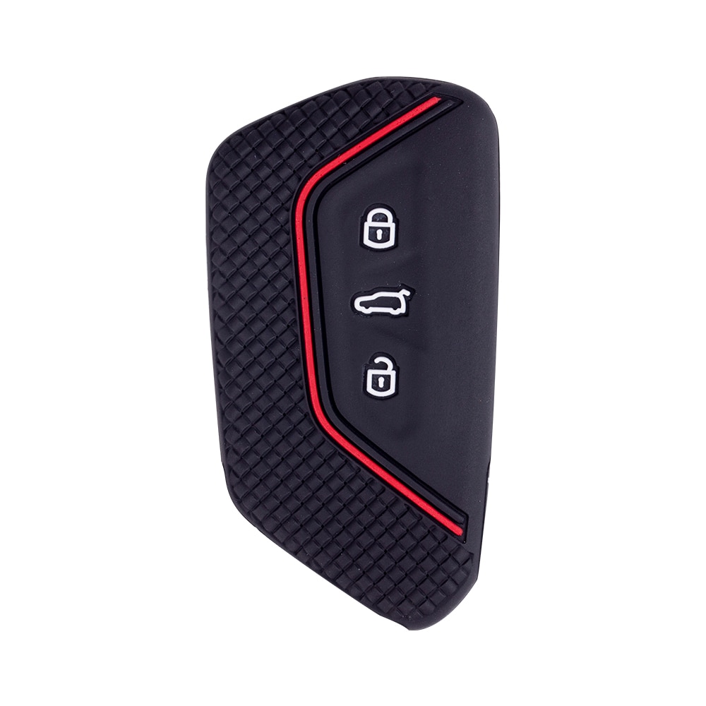 Husa cheie auto VW Golf 8 / Skoda Octavia 4 / VW ID3 / Seat Leon 2020, negru / linie rosie
