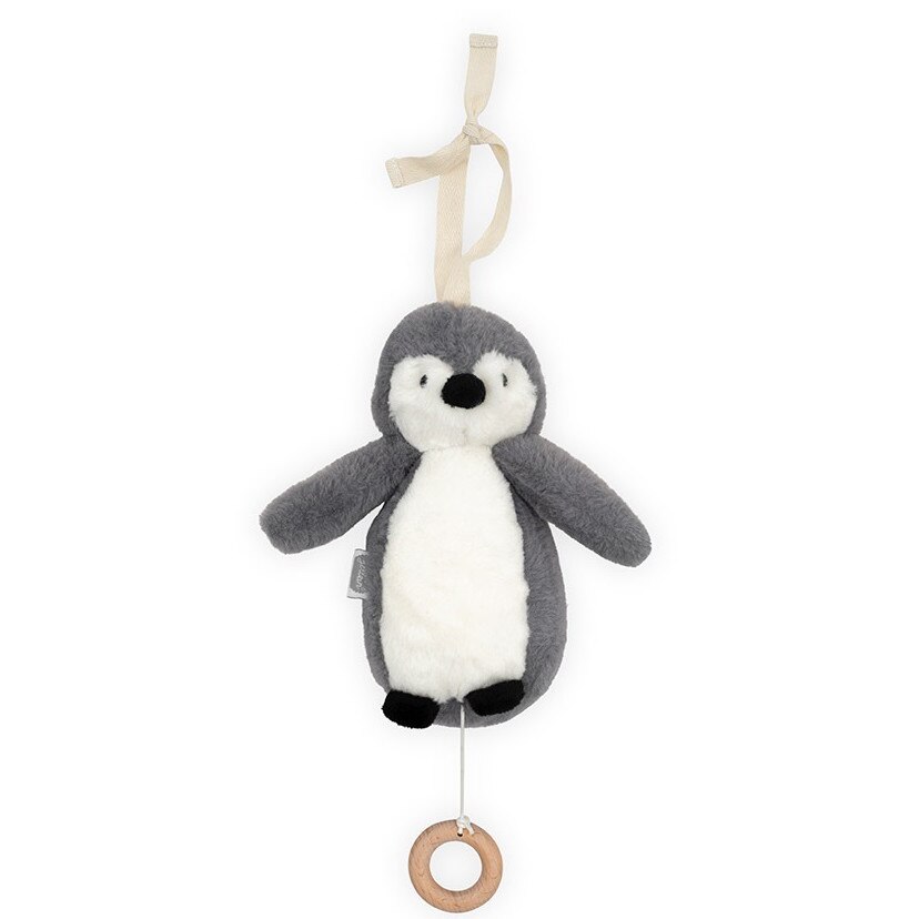 Jucarie muzicala de plus, Jollein Pinguin, 20x13 cm, gri