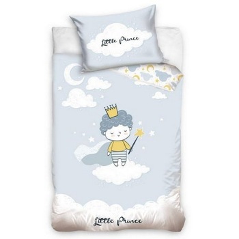 Lenjerie de pat pentru copii Carbotex, Micul print, Bumbac, Albastru, 100x135cm Lenjerie de pat pentru copii Carbotex, Micul print, Bumbac, Albastru, 100x135cm