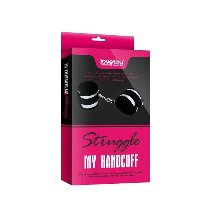 Комплект от 2 броя белезници, Lovetoy, Struggle My Handcuff, многоцветни, регулируеми