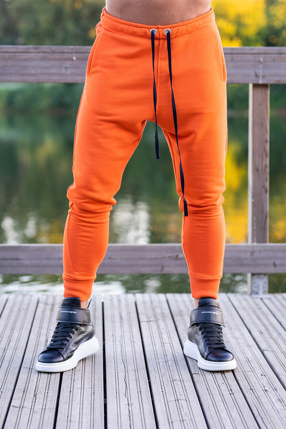 uFIT, Pantaloni slim fit cu snur, Oranj mandarina