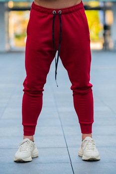 uFIT, Pantaloni sport slim fit cu snur, Rosu inchis uFIT, Pantaloni sport slim fit cu snur, Rosu inchis