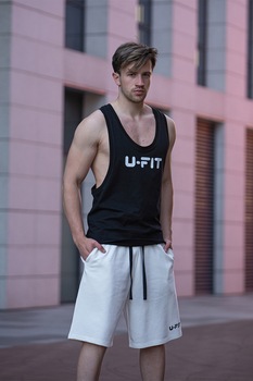uFIT, Top racerback cu imprimeu logo, Negru/Alb uFIT, Top racerback cu imprimeu logo, Negru/Alb