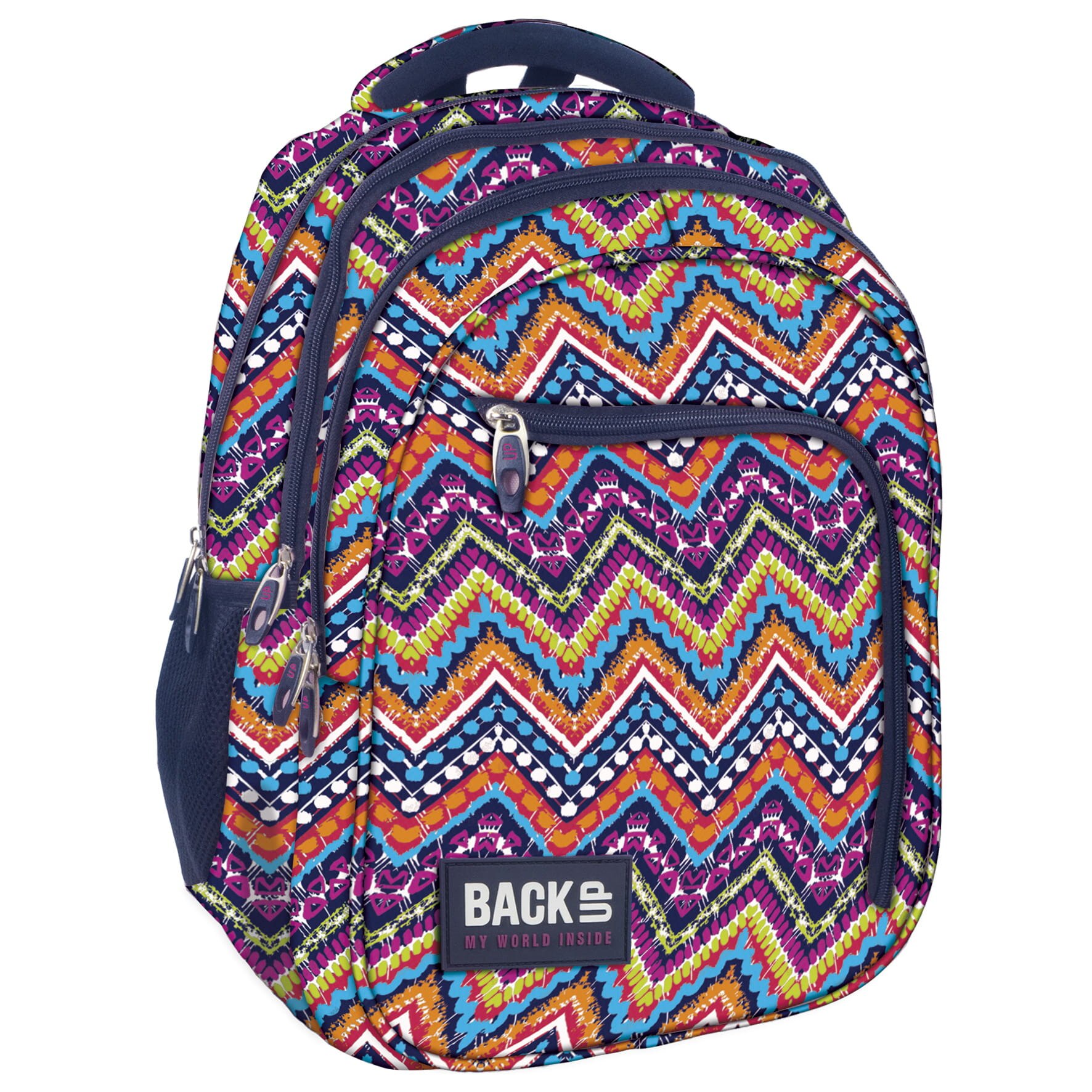 Rucsac scoala BackUP model D 35 zigzag, multicolor