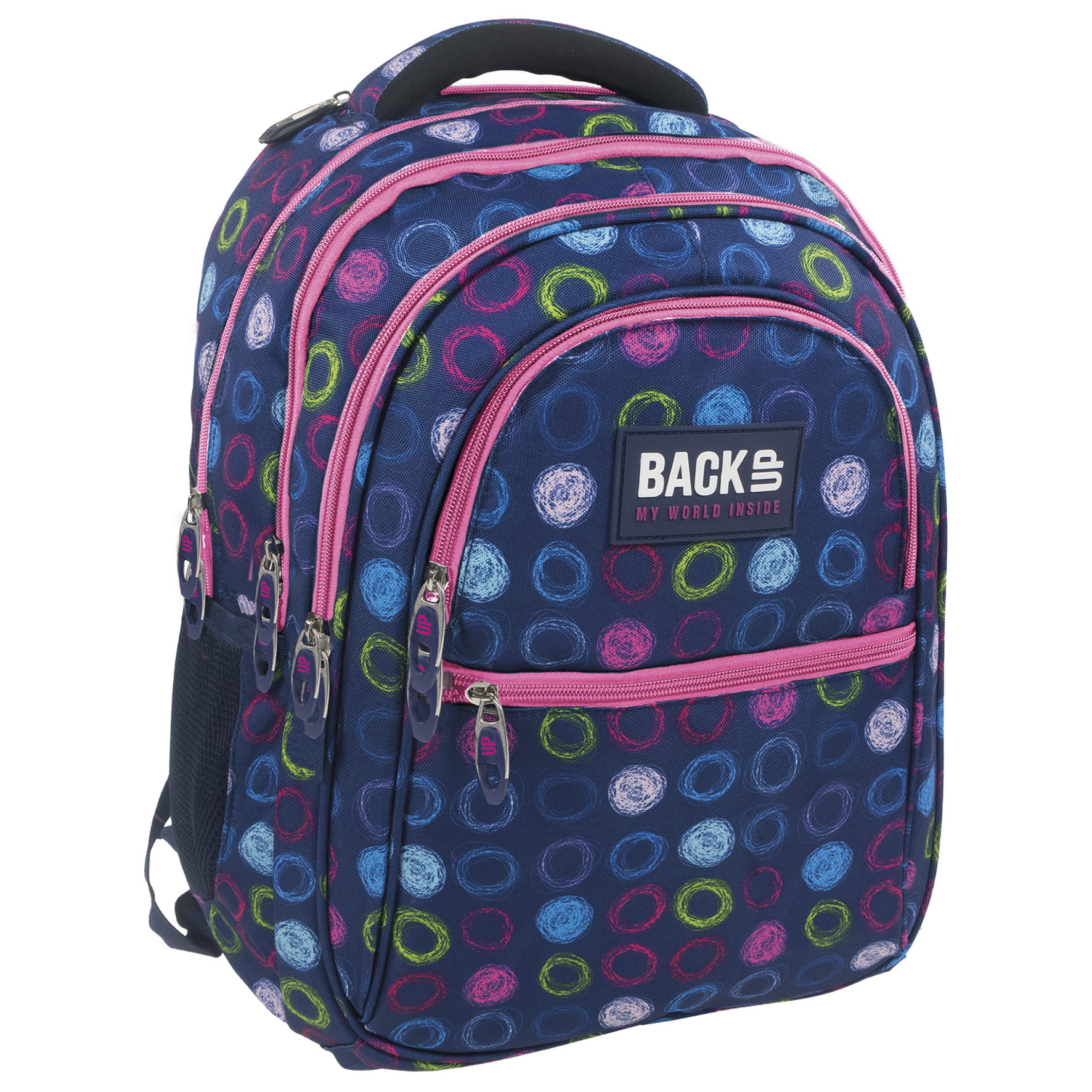 Rucsac scoala BackUP model B 18 cercuri de creta, multicolor
