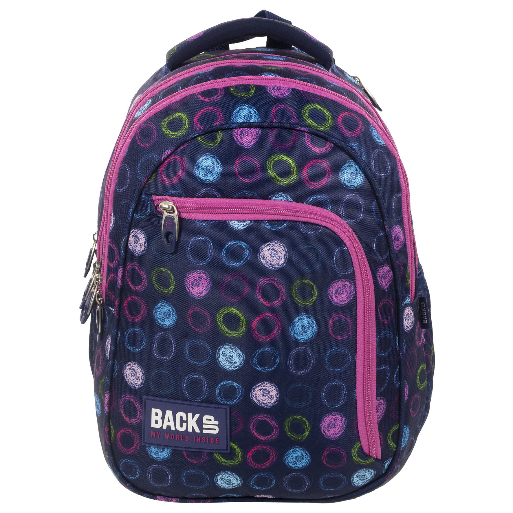 Rucsac scoala BackUP model D 18 cercuri de creta, multicolor