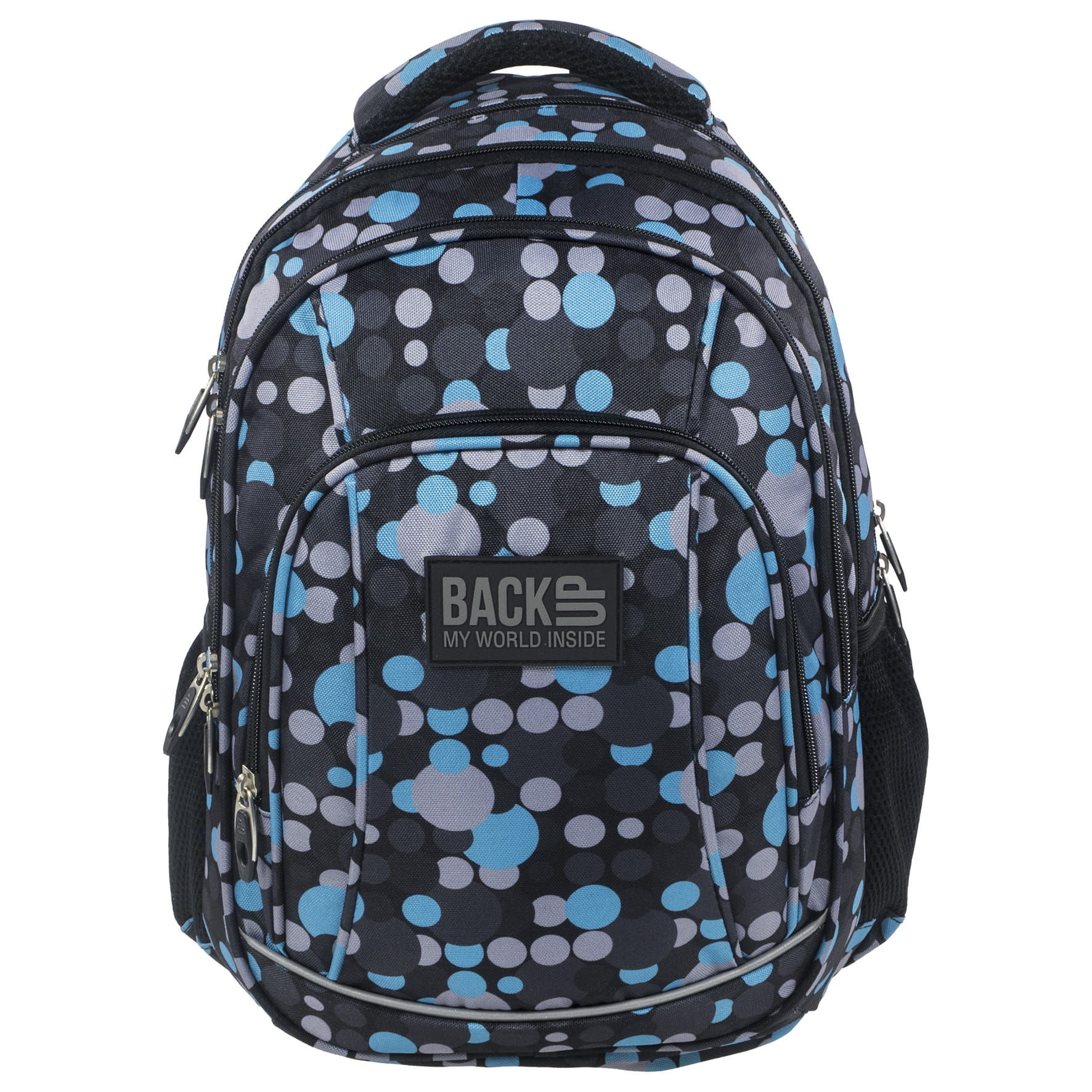 Rucsac scoala BackUP model A 16 gri, multicolor