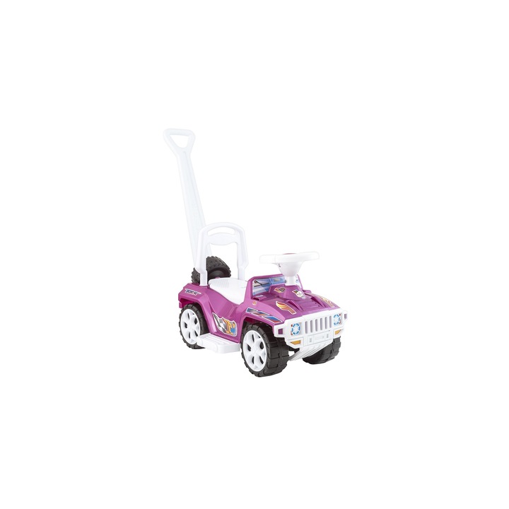 Masinuta copii si bebe NOVOKIDS™ My first SUV Car XXL, Lungime 85 cm, Maner de impins pentru parinti detasabil, Functie trotineta fara pedale, Pentru interior si exterior, Mov