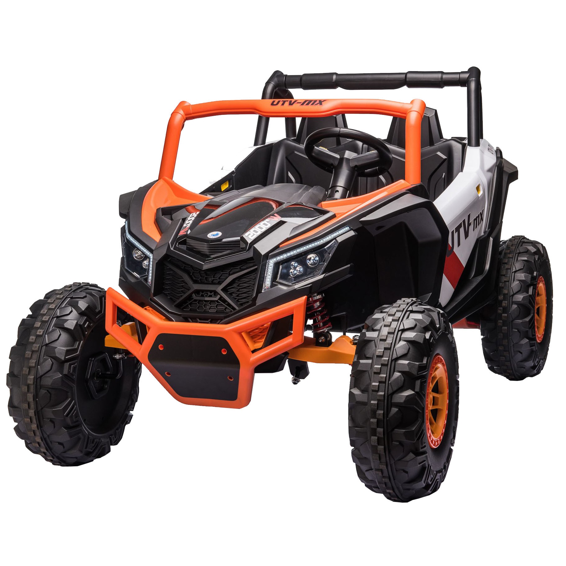 Masinuta electrica UTV Premier Dune, 24V, roti cauciuc EVA, 2 locuri, scaun piele ecologica, portocaliu
