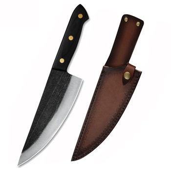 Cutit Clasic Profesional, Forjat Manual, Otel Carbon, Full Tang 32,5 cm, Maner Lemn Negru, Husa Piele Ecologica, Blades® Cutit Clasic Profesional, Forjat Manual, Otel Carbon, Full Tang 32,5 cm, Maner Lemn Negru, Husa Piele Ecologica, Blades®