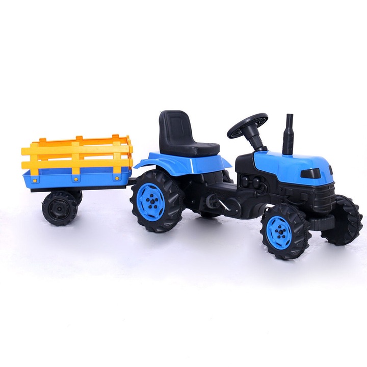 Tractor cu remorca pentru copii - Albastru