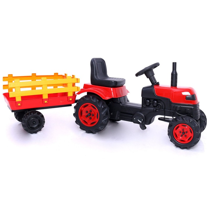 Tractor cu remorca pentru copii - Rosu