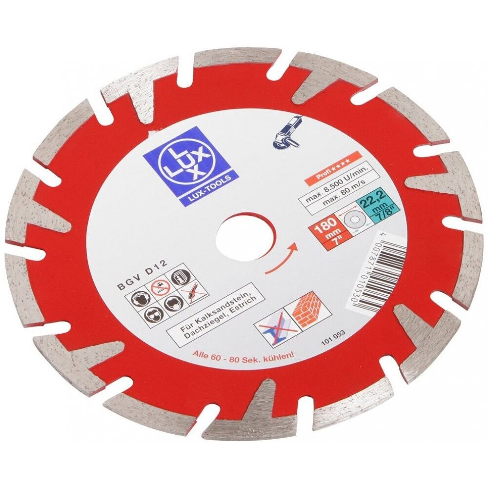 Disc de taiere diamant segmentat exterior, 180 mm, Lux, 101053