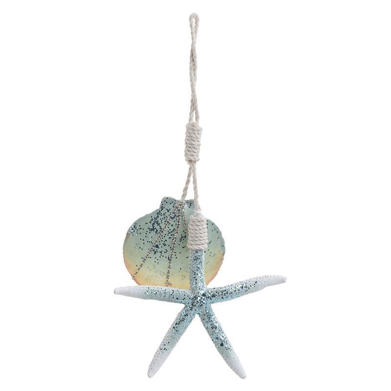 Decoratiune cu agatatoare, scoici/stea de mare, 13x1x25 cm