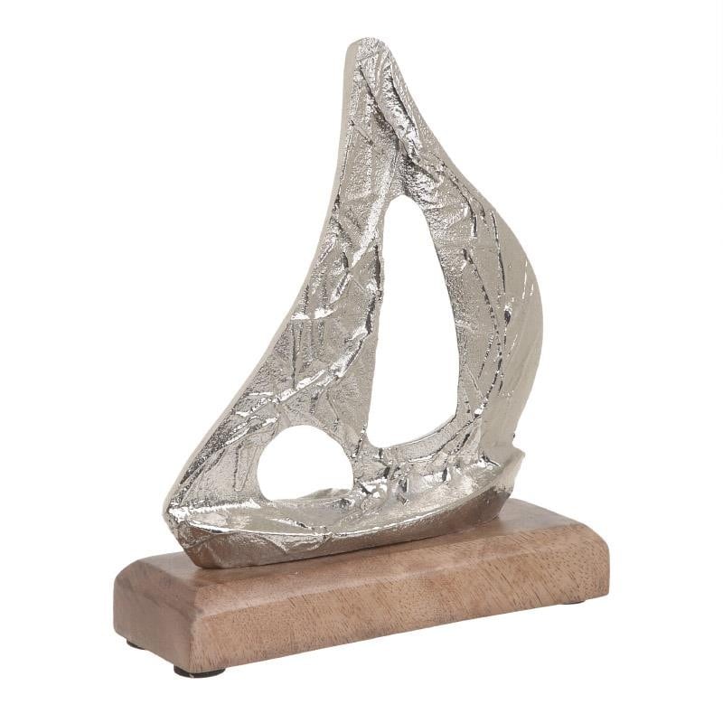 Decoratiune barca, metal/lemn, 15x5x18 cm