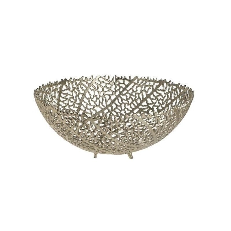 Platou metalic, model perforat, auriu, 46x20 cm