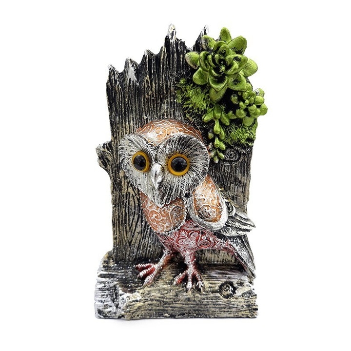 Szobor, Fahaszon ülő bagoly, 15 cm, 1014G-1