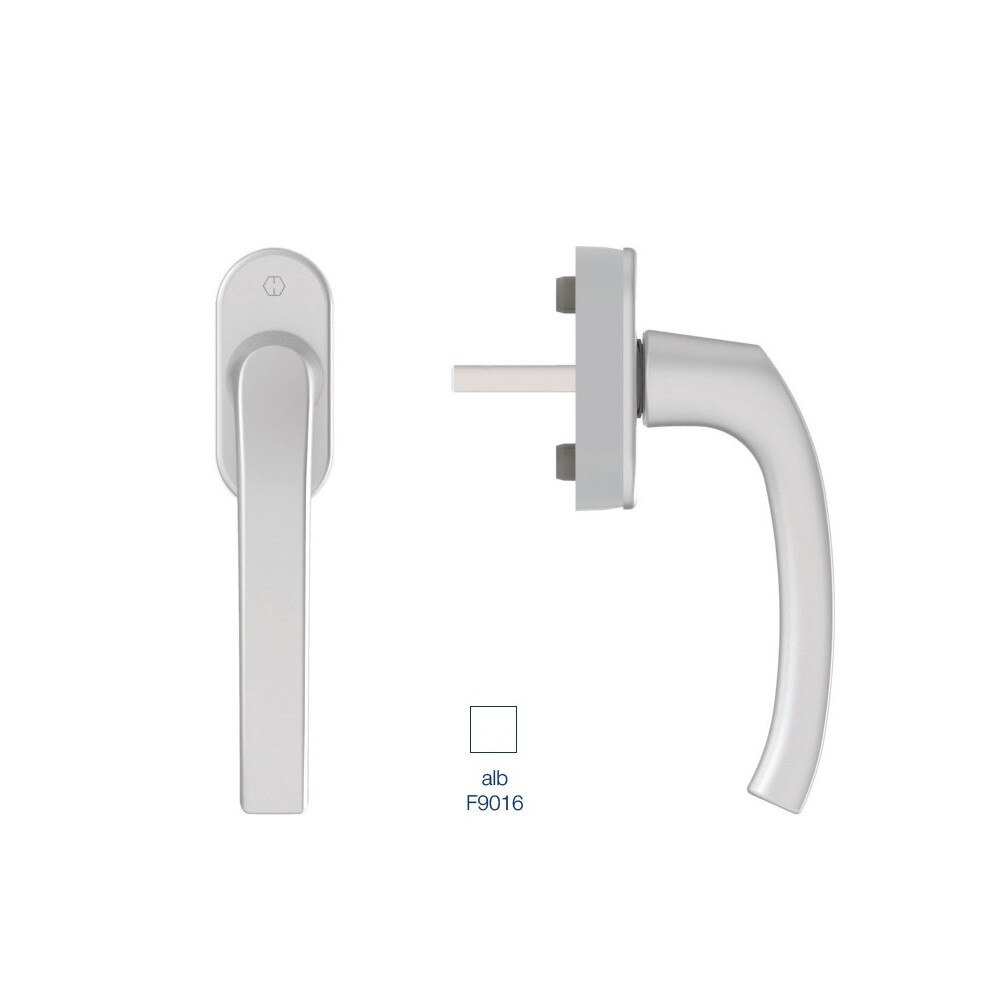 Maner fereastra, Hoppe Flensburg, secustik, patrat variabil 32-42 mm, aluminiu, culoare alb F9016