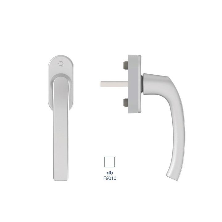 Maner geam termopan, Hoppe Flensburg, aluminiu, functie Secustik, patrat variabil 7/32-42 mm, culoare alb F9016