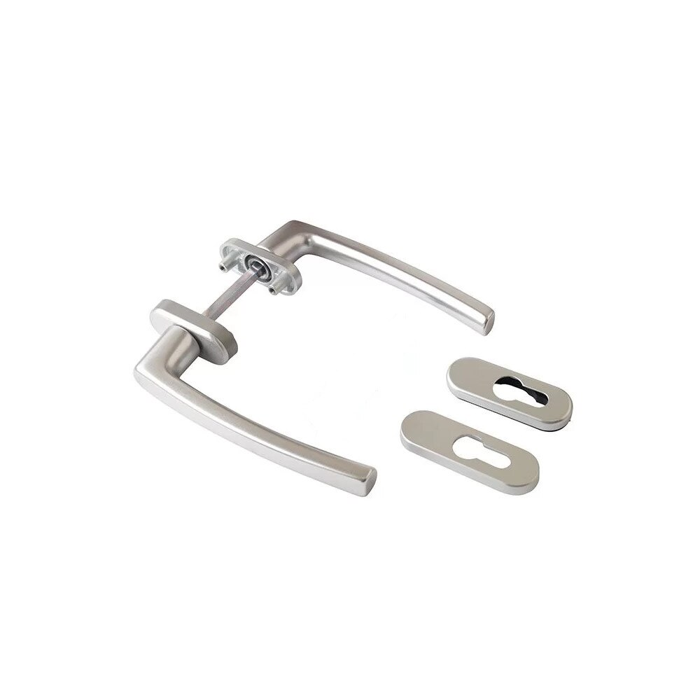 Maner simetric pentru ferestre-usi osciloculisante, Roto, cu patrat de 100 mm, aluminiu, culoare argintiu, cu logo