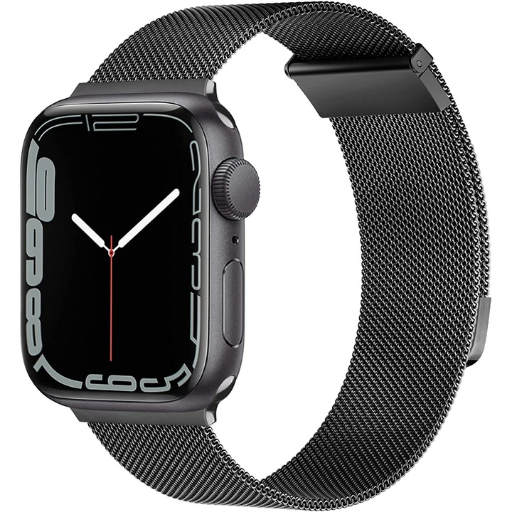 Fém szíj ZAFIT™ Milanese Loop, Apple Watch 3/2/1-hez, 42 mm-es kijelzőhöz, Fekete