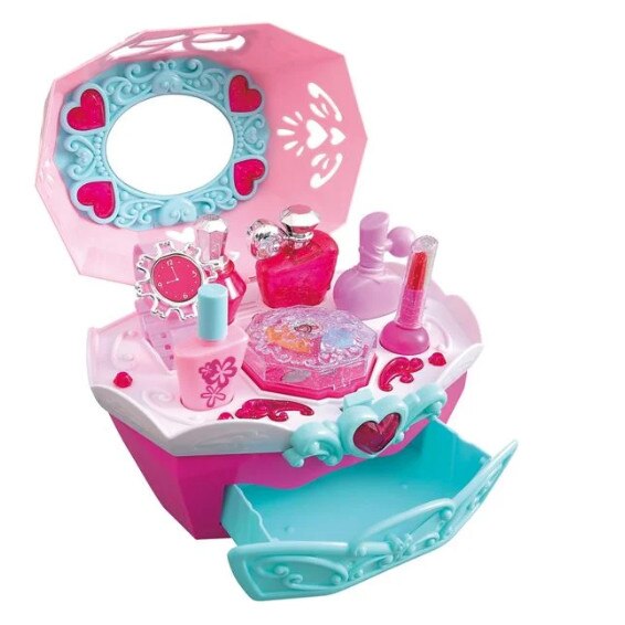 Set bijuterii in cutie muzicala cu sunete, are accesorii si parfum, pentru fete + 3 ani , ATS