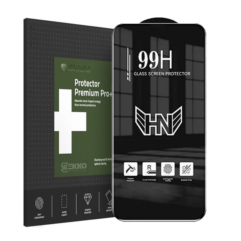 Folie sticla pentru Huawei Y5p - Full Glue, Full Cover, 6D margini usor curbate - Gekko 99H Series Contur negru Transparenta