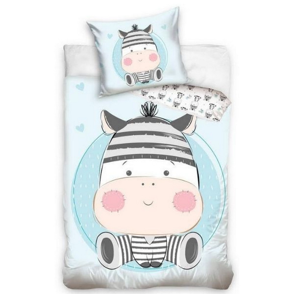 Lenjerie de pat copii Carbotex, Zebra, Bumbac, 100x135cm