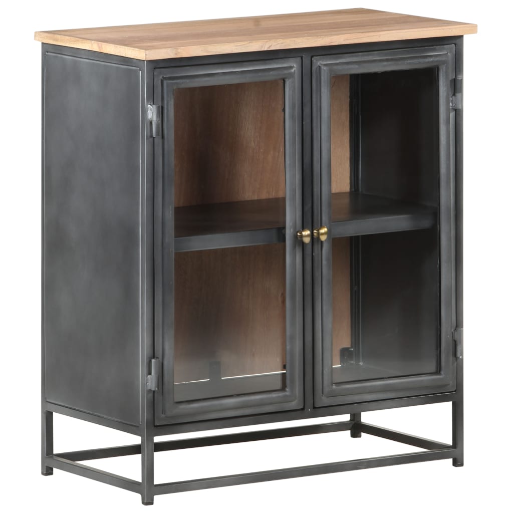 Comoda, vidaXL, Lemn masiv de acacia - otel, 60x35x70 cm Gri