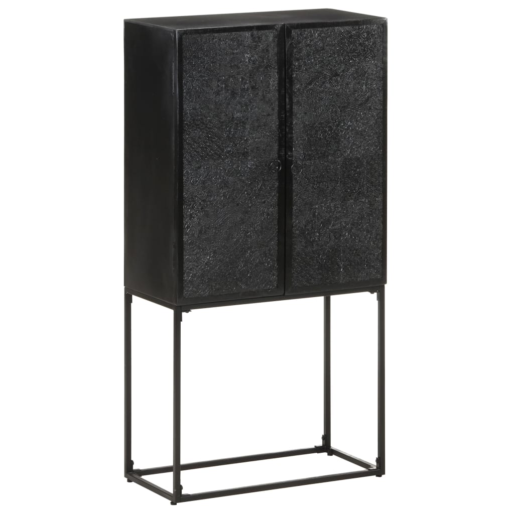 Comoda, vidaXL, Lemn masiv de acacia si mango-metal, 60x30x120 cm, Negru