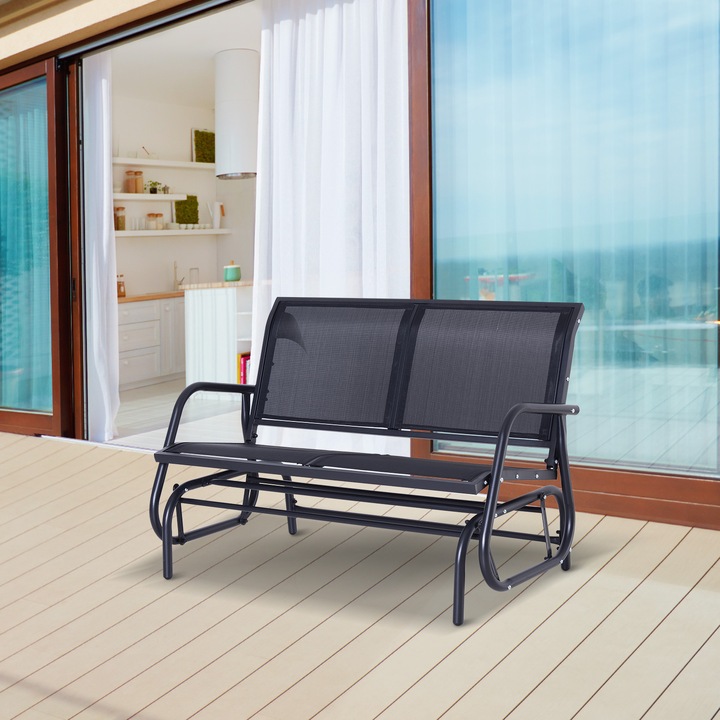 Outsunny 01-0893, Kerti hintapad, 2 üléses, fém, fekete